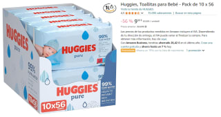 Pack de 10 x 56 unidades de Toallitas Huggies para Bebé por 9.99€