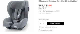 Silla de coche Recaro Reboarder Kio por 149.99€