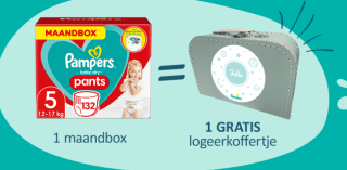 Gratis gepersonaliseerd Pampers logeerkoffertje bij bestelling maandbox Pampers bij Bol.com