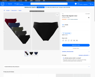 Pack 5 Slip Algodón Color por solo $7.990