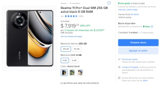 Realme 11 Pro+ Dual SIM 256GB Astral Black por $7,919 en Mercado Libre