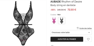 Body string en dentelle Aubade Rhythm of Desire à 72,50€