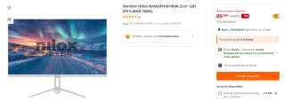 Monitor Nilox NXM24FHD100W 23.8" LED IPS FullHD 100Hz por 89.99€