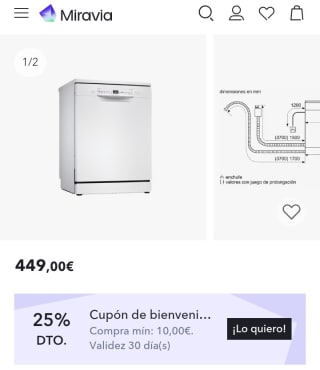 Lavavajillas Bosch SMS2HMW03E - Blanco por 434€.