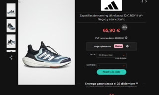 Adidas Zapatillas running Ultraboost 22 W por 65,90€ en dos colores