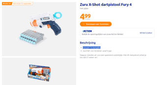 Zuru X-Shot dartpistool Fury 4 voor €4,99 bij Action