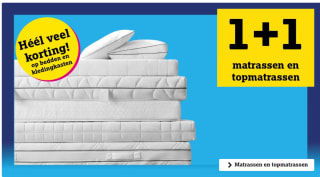 1+1 gratis op beddengoed en nachtkastjes