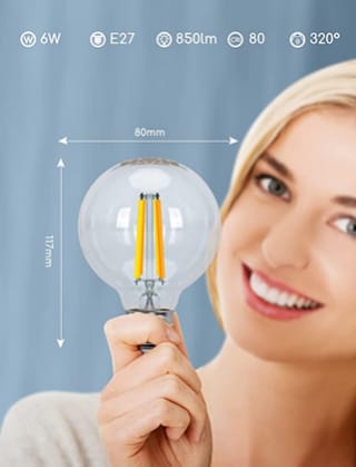 Bombilla LED inteligente Aigostar G80 6W 850LM E27 por solo 6,76€