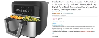 Cecofry Dual 9000 Freidora sin aceite airfryer dietética digital y compacta sin aceite de 9 L de capacidad, con temperatura dual, tecnología PerfectCook y opción de dividir la cubeta en dos de 4,5 L de capacidad por 84€