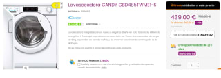 Lavasecadora 8Kg/5Kg CANDY CBD485TWME1-S por 429€