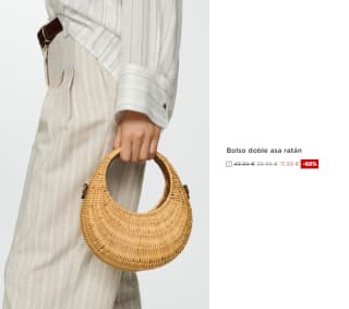 Bolso de doble asa de ratán por 15.99€
