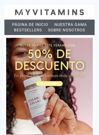 -50% productos belleza en Myvitamins.