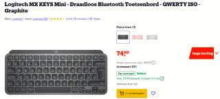 Logitech toetsenbord MX Keys Mini (Grijs) voor €74,90 bij Bol.com