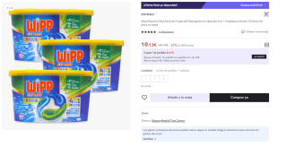 Wipp Express Discs Pack de 3 cajas de Detergente en Cápsulas 4 en 1 limpieza profunda 10 Dosis (30 dosis en total) por 10.13€ (Cuenta Nueva 6.08€)