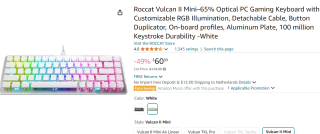 Roccat Vulcan II Mini–65% Optical PC Gaming Keyboard voor €55,87
