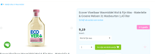 Ecover wasmiddel 1.43L 1+1 gratis bij Plein