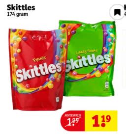 Skittles voor €1,19 bij Kruidvat