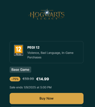 Hogwarts Legacy voor €14,99 bij Epic Games