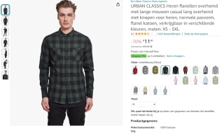 URBAN CLASSICS flanellen overhemd voor €11,90 bij Amazon