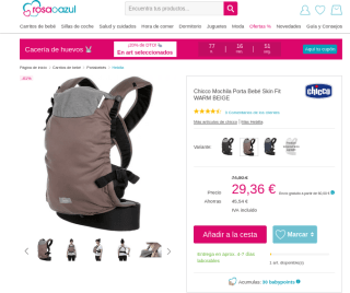 Chicco Mochila Porta Bebé Skin Fit WARM BEIGE por solo 29,36€