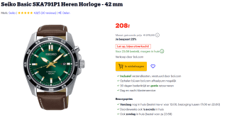 Seiko Basic SKA791P1 Heren Horloge - 42 mm voor €208 bij bol.com