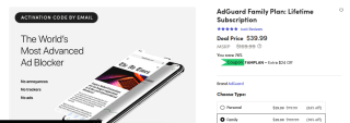 Plan Familiar AdGuard: Suscripción de por vida por 13.84€