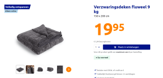 Verzwaringsdeken fluweel 9 kg 150 x 200 cm voor €19,95 in de Action webshop
