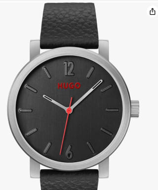 Reloj Hugo, analógico para hombre de cuarzo con correa de piel, en negro por 63,99€