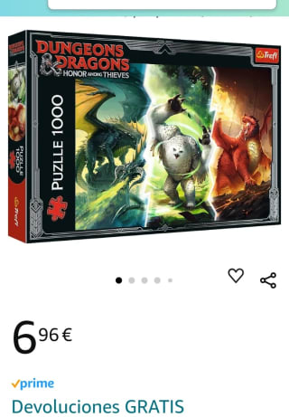 Marca Treft Puzzle Dungeons & Dragons 1000 piezas por 6,96€.
