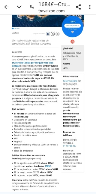 Crucero Islas Griegas y Turquía 12 dias2desde 1684€.