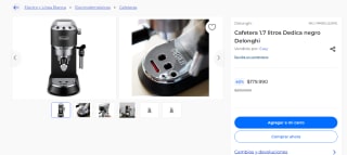 Cafetera 1.7 litros Dedica negro Delonghi por $179.990