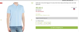 GANT Men's Polo Shirt Regular Fit voor €40,66 bij Outlet46