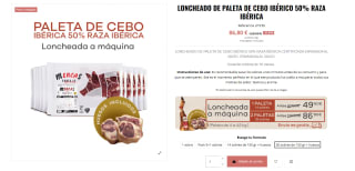 Paleta de Cebo loncheadas 50% Raza Ibérica por 86,80€