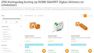 25% korting op Zigbee dimmers en schakelaars van ROBB SMARRT