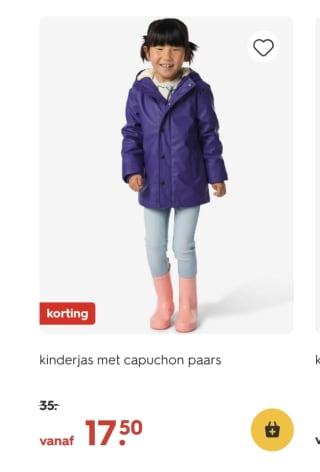 Kinderjas met capuchon voor €17,50