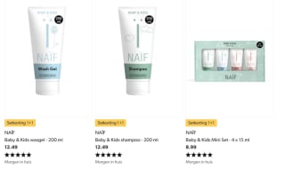 Diverse Naïf producten 1+1 gratis bij Wehkamp