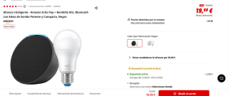 Altavoz inteligente Amazon Echo Pop + Bombilla Wiz por 19,59€ (blanco o negro)