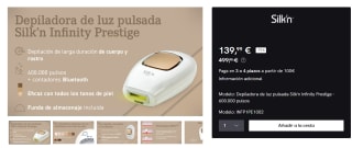 Fotodepiladora Silk'n Infinity Prestige - 600.000 pulsos por 139.99€