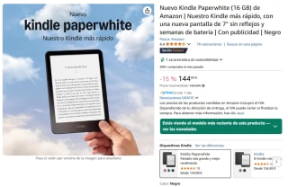 Nuevo Amazon Kindle (16 GB) por 88,43€ mas en descripción