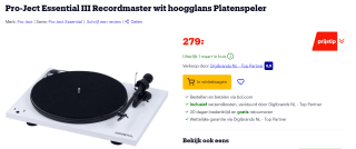 Pro-ject Essential iii Recordmaster Platenspeler voor €279 bij Bol.com