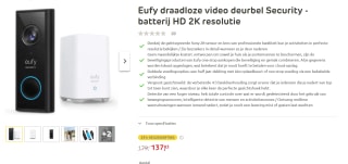 Eufy draadloze video deurbel Security - batterij HD 2K resolutie voor €137,83 bij Praxis
