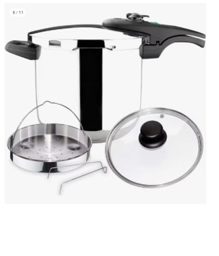 Olla a presión super rápida de 7.5 litros MAGEFESA ® Athenas Complet, pack exclusivo cestillo + tapa de cristal, acero inoxidable, apta para cocinas inducción, 5 sistemas de seguridad por 34.3€