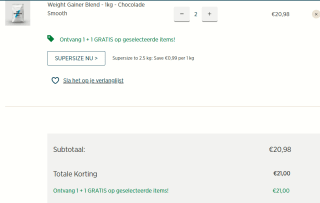 1+1 gratis op geselecteerde producten bij MyProtein
