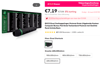 Excel shortcut muismat voor €7,19 bij Aliexpress