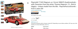 Playmobil 71343 Magnum p.i. Ferrari 308GTS voor €34,99 bij Amazon