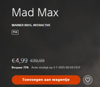 Mad Max voor €4,99 in de Playstation Store