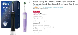 Oral-B Vitality Pro Duopack elektrische tandenborstels voor €37,79