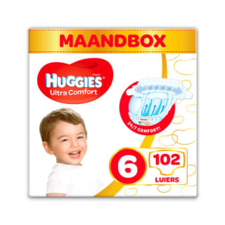 Huggies Ultra Comfort Luiers Maat 6 (15 - 30 Kg) - 102 Stuks Maandverpakking voor €28,95 bij Ibood