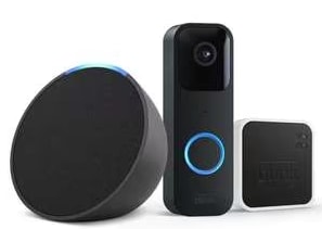 Blink Video Doorbell, Black + Sync Module, Works with Alexa + Echo Pop - £46.99