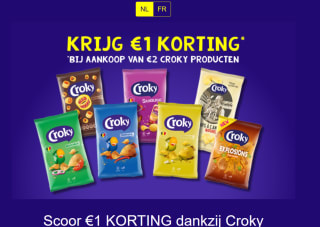 €1,00 korting bij aankoop van €2,00 croky producten